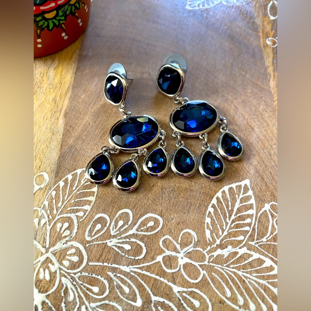Monet Drop Silver Earrings NWOT